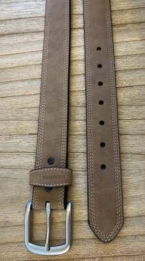 Brahma Mens Work Belt Tan Brown Bonded Leather Reinforced Sz Small Fit 31-37 EUC